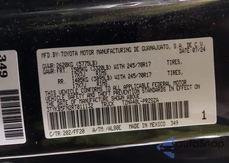2024 Toyota Tacoma Sr5 2Wd from USA, damaged, VIN 3TYKB5FN2RT011132